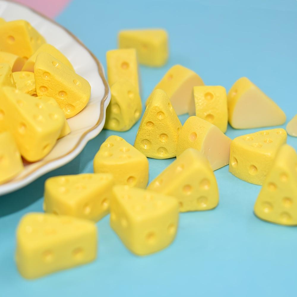 10 Mini Cheese Model DIY Craft Accessories - Realistic Yellow Cheese Blocks with Brown Mud Layer, Perfect for Jewelry, Home, and
