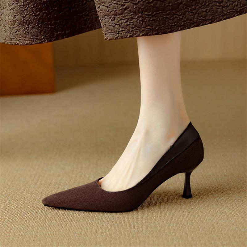 Fashion New Spring Sheep Suede Woman Shoes Pointed Toe Women Pumps Shoes for Women High Heel Fashion Concise Ladies Shoes Stiletto