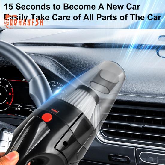 Автомобильный пылесос со светодиодной подсветкой, 120 Вт, высокая мощность, 2000 мАч, беспроводной перезаряжаемый портативный пылесос двойного назначения с сильной мощностью всасывания, автомобильные принадлежности