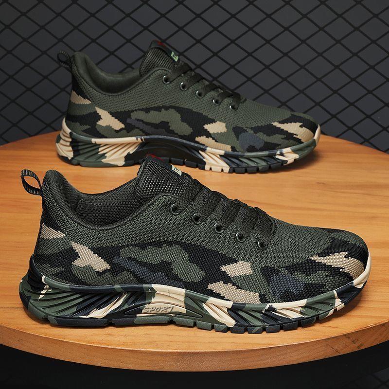 2025 женская обувь новая камуфляжная обувь мужская и женская одинаковая обувь летающая тканая дышащая повседневная обувь летняя сетчатая спортивная обувь для бега