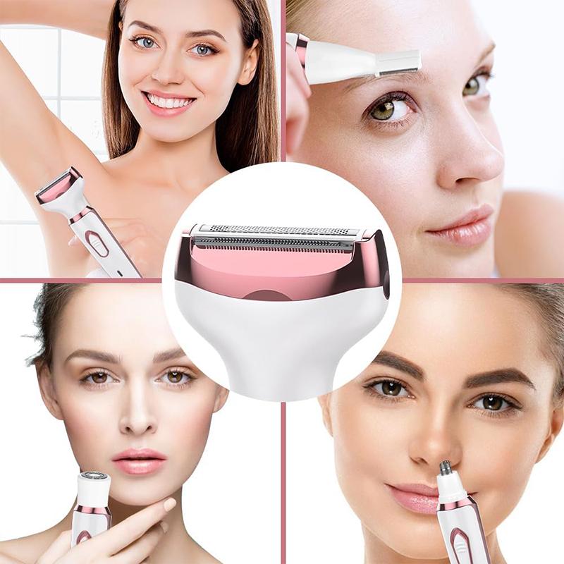 Электрический эпилятор 4 в 1 для бикини, бровей, носа, для женщин, леди, триммер для удаления волос на лице, теле, безболезненный женский депилятор, уход за кожей