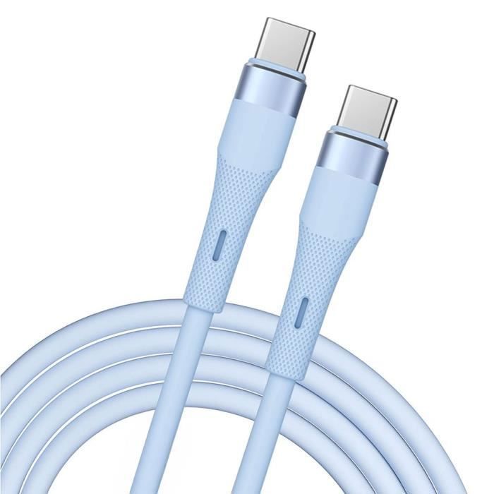 Câble USB-C vers USB-C Rapide 60W pour iPhone 15, iPhone 16, iPhone 16 Pro, iPhone 16e - 1M Bleu
