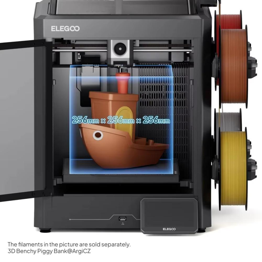 3D-принтер ELEGOO Centauri Carbon 2 Combo FDM, 4-цветная печать, скорость 500 мм/с², с CANVAS, низкий уровень шума, сопло 350°C, 256x256x256 мм