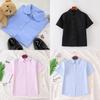 College Style Short Sleeve Shirt With Patching For Women Classroom Uniforms