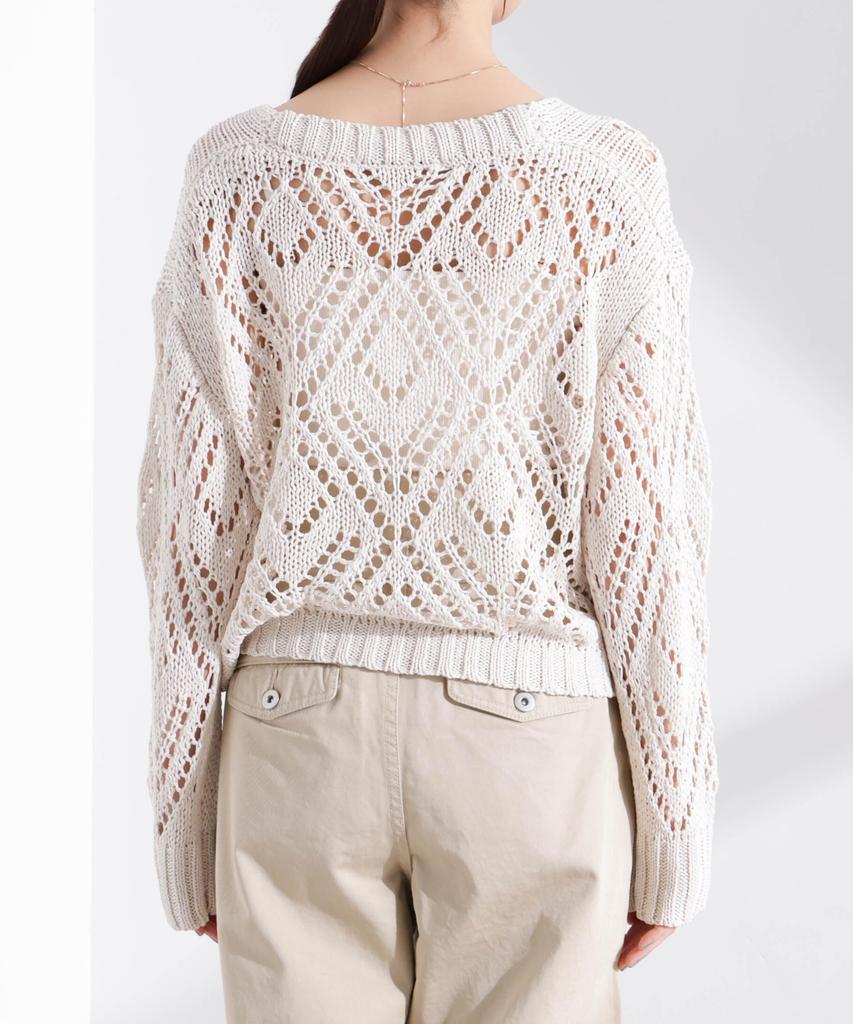 Nano Universe Lilyan Openwork Knit F Women's Pullover, 037, Ivory, 673-5122323