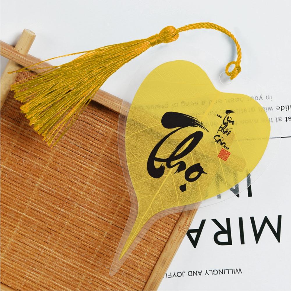 5Pcs DIY Bodhi Leaf Vein Bookmark Handmade Bookmark Pendant Vintage Southeast Asian Bookmark Home