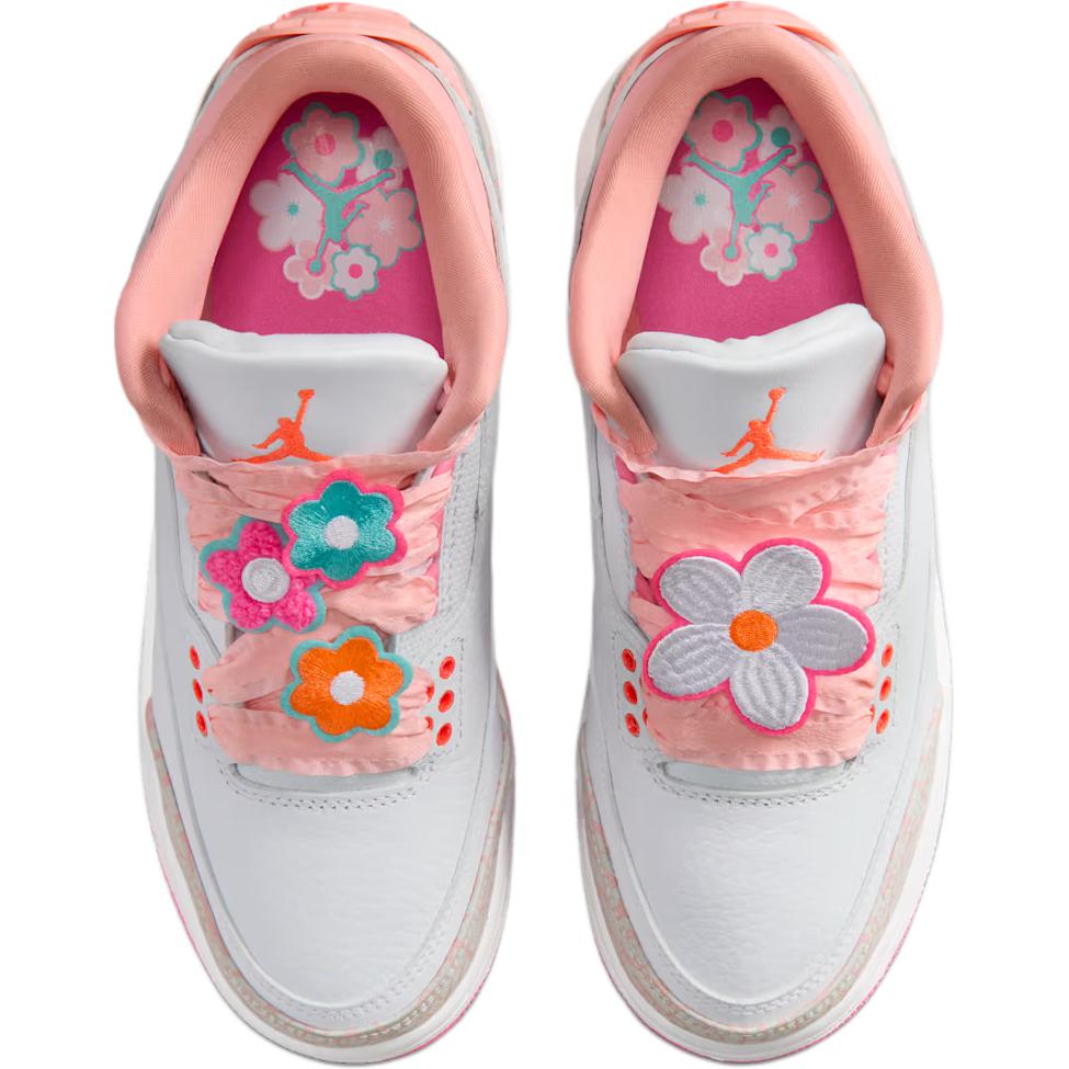 Air Jordan 3 Retro GS Весенние Цветы Детские Кроссовки Розовый Жемчужно-Розовый Гипер-Оранжевый-Розовый-Цветущий-Розовый-Светящийся-Светло-Аквамариновый-Парус II0599-600