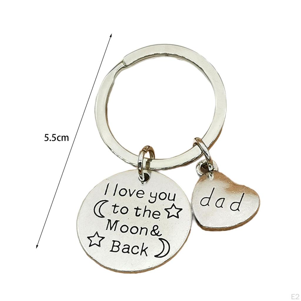 Dad Mom Keychain Bag Pendant Creative I Love You To The Moon Metal Keyring Heart Shape for