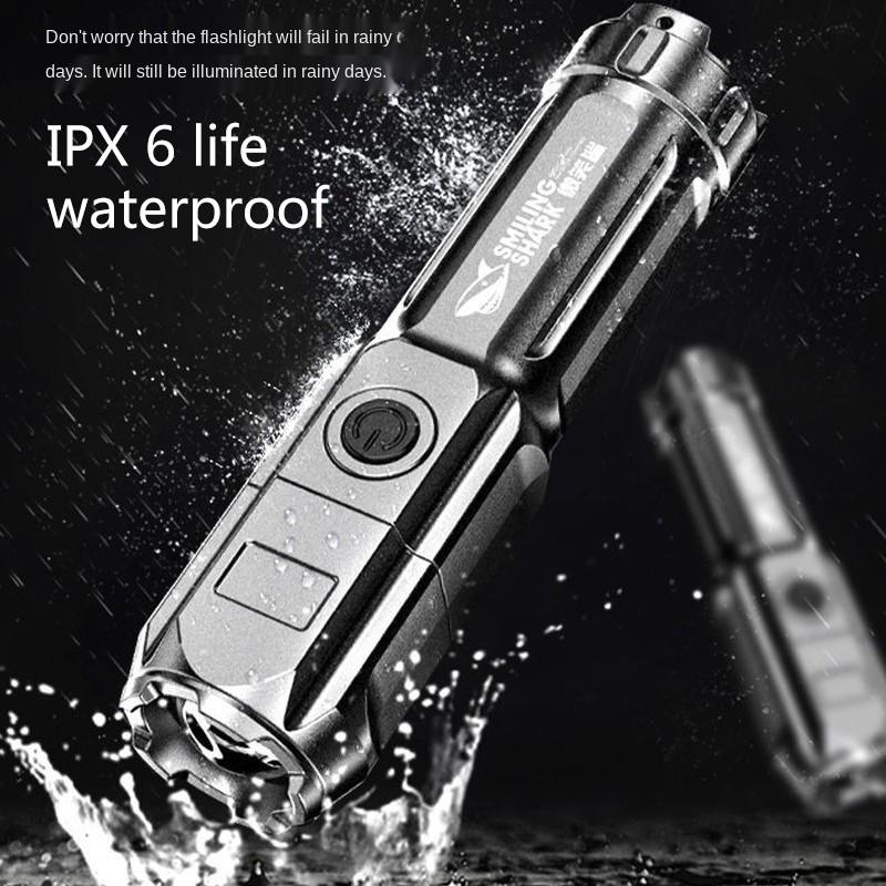 Super Bright ABS Strong Light Focusing Led Flashlight Outdoor Portable Home Built-in Battery Rechargeable Torch