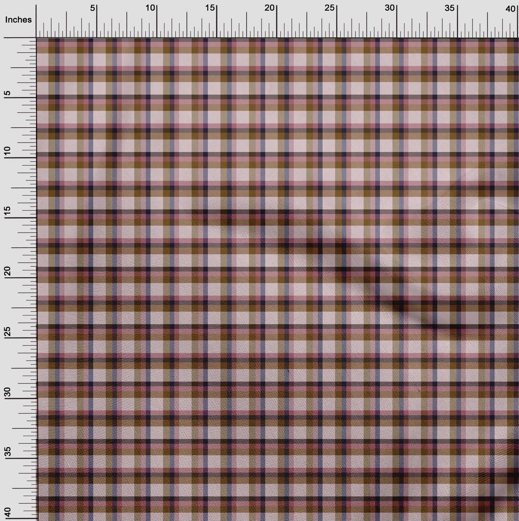 oneOone Cotton Flex Brown Fabric Check Fabric For Sewing Printed Craft Fabric By The Yard 40 Inch