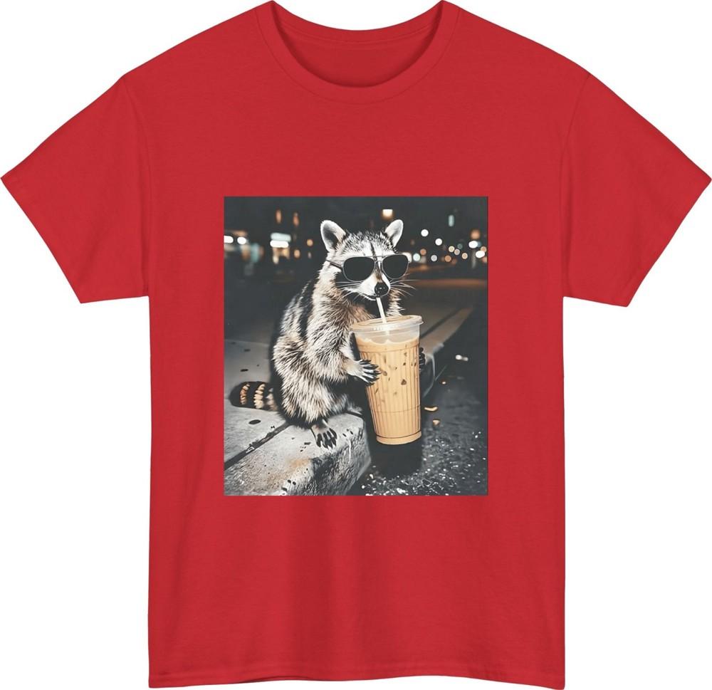 Funny raccoon coffee tshirt sunglasses raccoon urban night coffee lover tee top