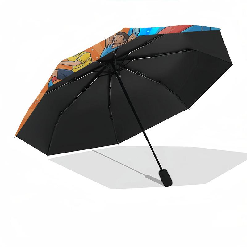 1pc International Sports Day Automatic Opening/Closing Umbrella, Outdoor, Festival Gift, Portable Folding Design, 8 Bone Iron Frame, Suitable for Fans
