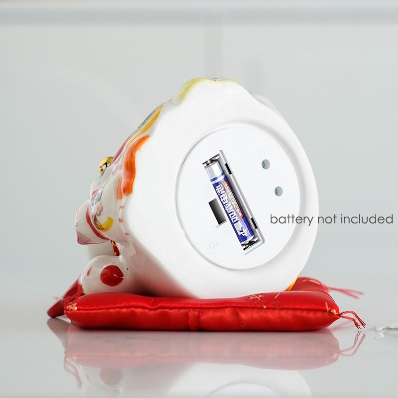 5-дюймовый керамический манящий кот, машущий рукой, кот Плутос, работающий на батарейках, Манеки Неко, украшение для дома, счастливый кот, лучший подарок