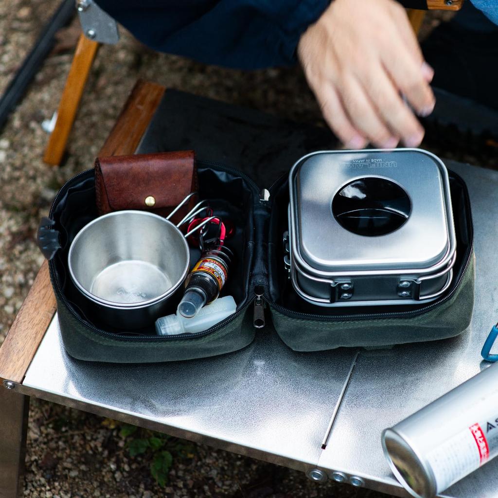 asobito Cooker Square Olive Cooking Tools Storage Storage Natural Cotton Canvas Kitchen Camping Case, Case, Bag, 100% Materials, Case, Authenticity,