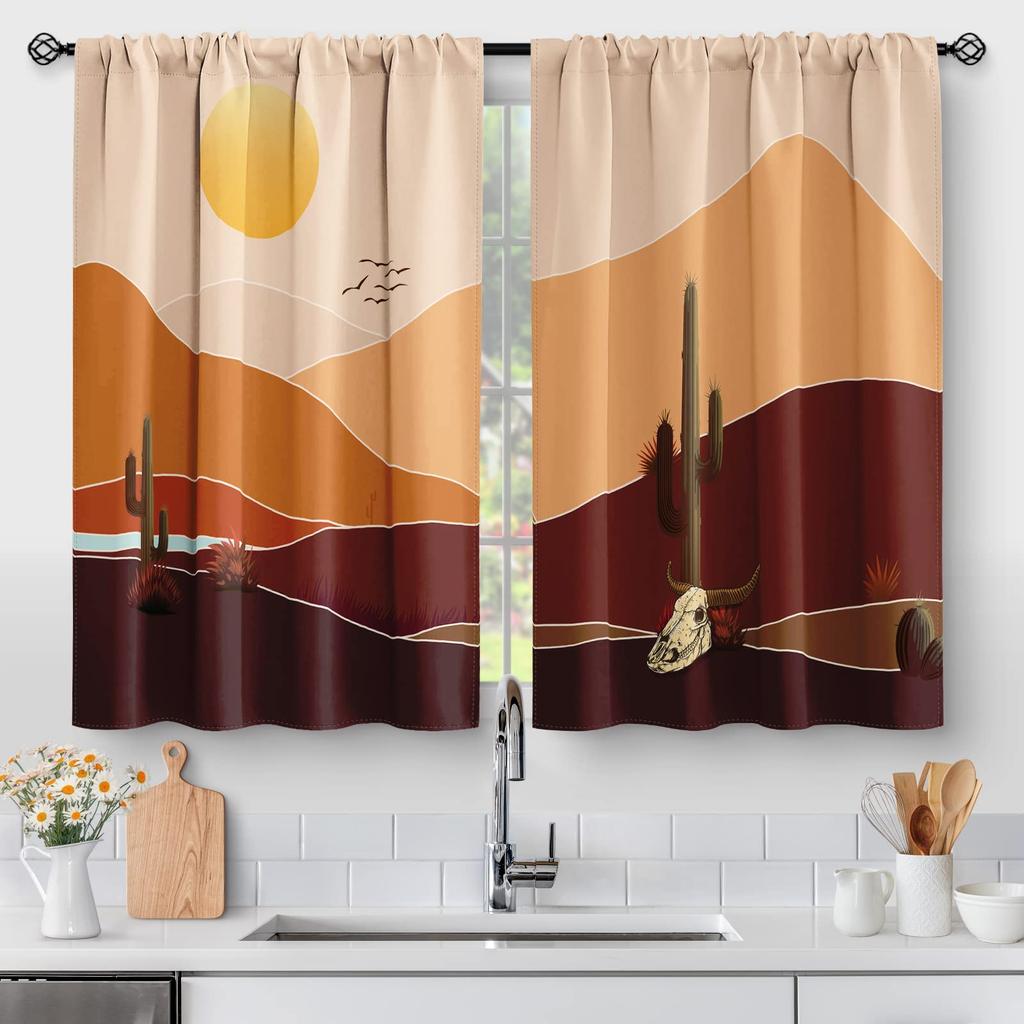 Floral Vintage Flower Kitchen Curtains Rustic Blue Tulip Farmhouse Short Cafe Tier Curtains Decor For Rod Pocket Window Drapes