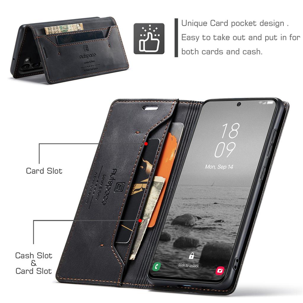Premium Vintage Leather Wallet Case for Samsung Galaxy S25 - Flip Cover with Card Slots, Shockproof Retro Style (4 Colors)