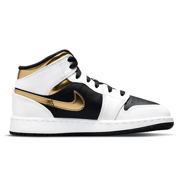 Jordan 1 Mid White Gold Black GS 554725-190