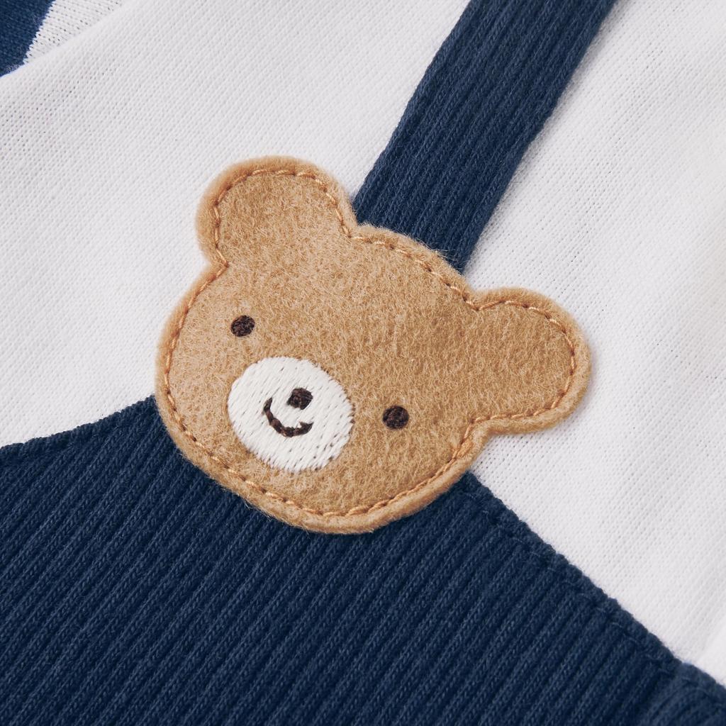 Короткие Все короткие Сделано в Baby Baby Navy Blue [MIKI HOUSE] Комбинезон, Рукава, Длина 3/4, Край, Медведь, Япония, Мальчики, Младенцы, Дети, Одежда, Детская