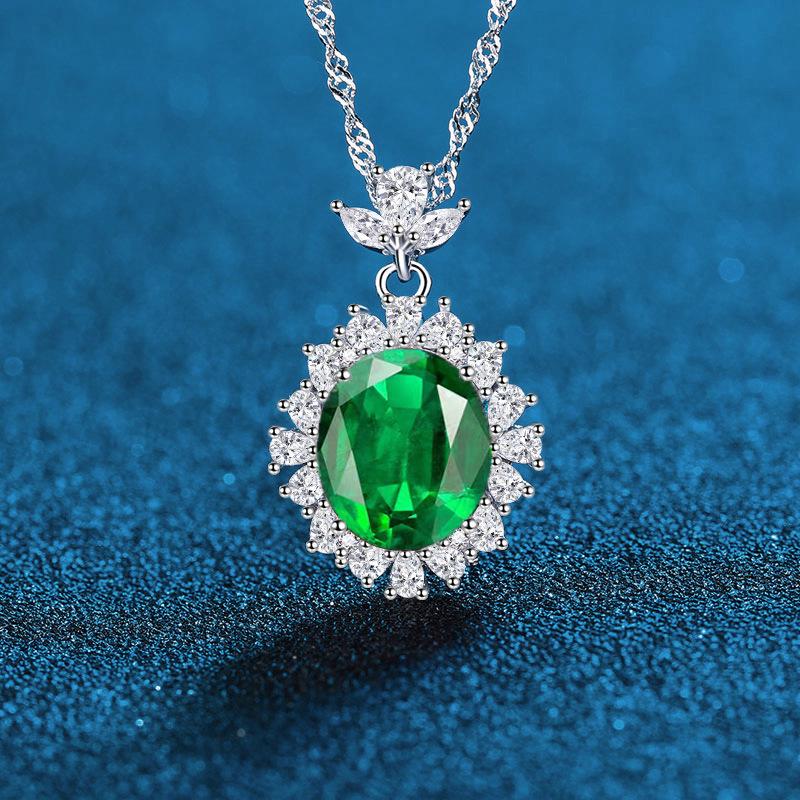 Серебряное ожерелье с драгоценным камнем S925: Синий, Желтый, Красный, Зеленый Ретро Роскошный Стиль для Женщин