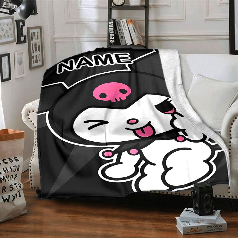 Customizable Kuromi2 Throw Blanket – Personalized Name, All-Season Cozy Snug Blanket, Machine Washable, Personalized Blanket