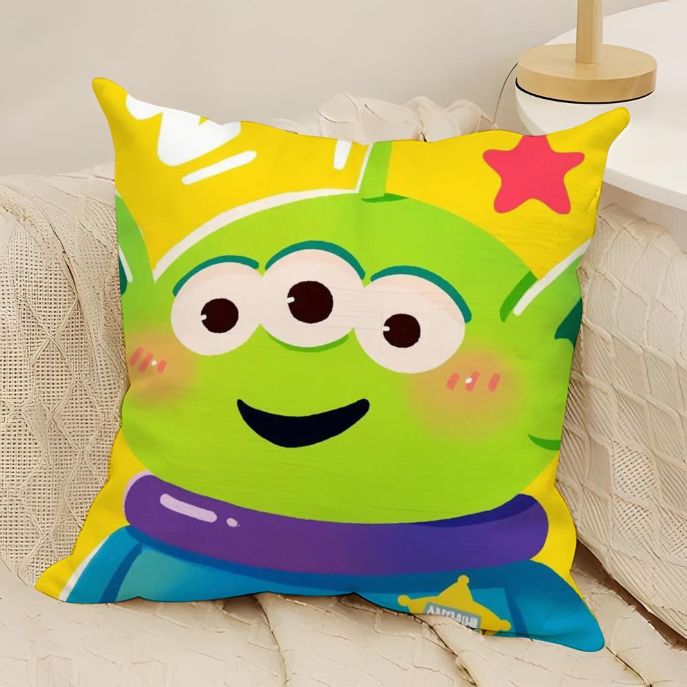 Anime Squeeze Toy Aliens Pillow Case Natural Linen DoubleSided Printing Sofa Home Decor Cushion Cover