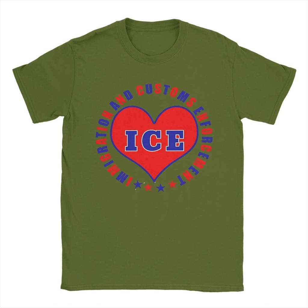 Heart Ice Immigration And Customs Enforceunisext Tshirt Summer Fashion Tshirts Unisex Cotton O Neck Plus Size Tees Short Sleeve Tops
