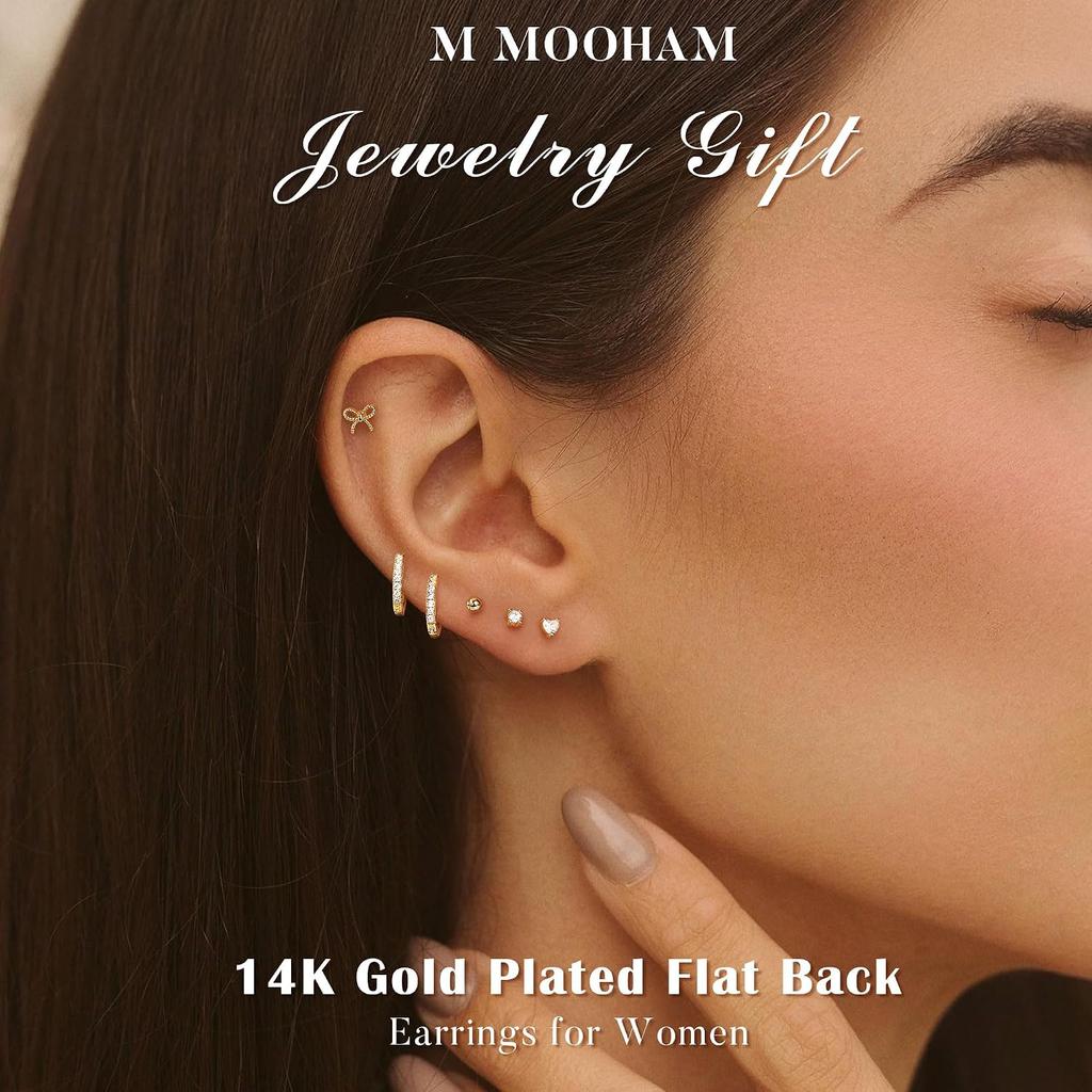 925 Sterling Silver with Cubic Zirconia Solitaire Stud Earrings for Womens Screw Back Post With Secure Fit