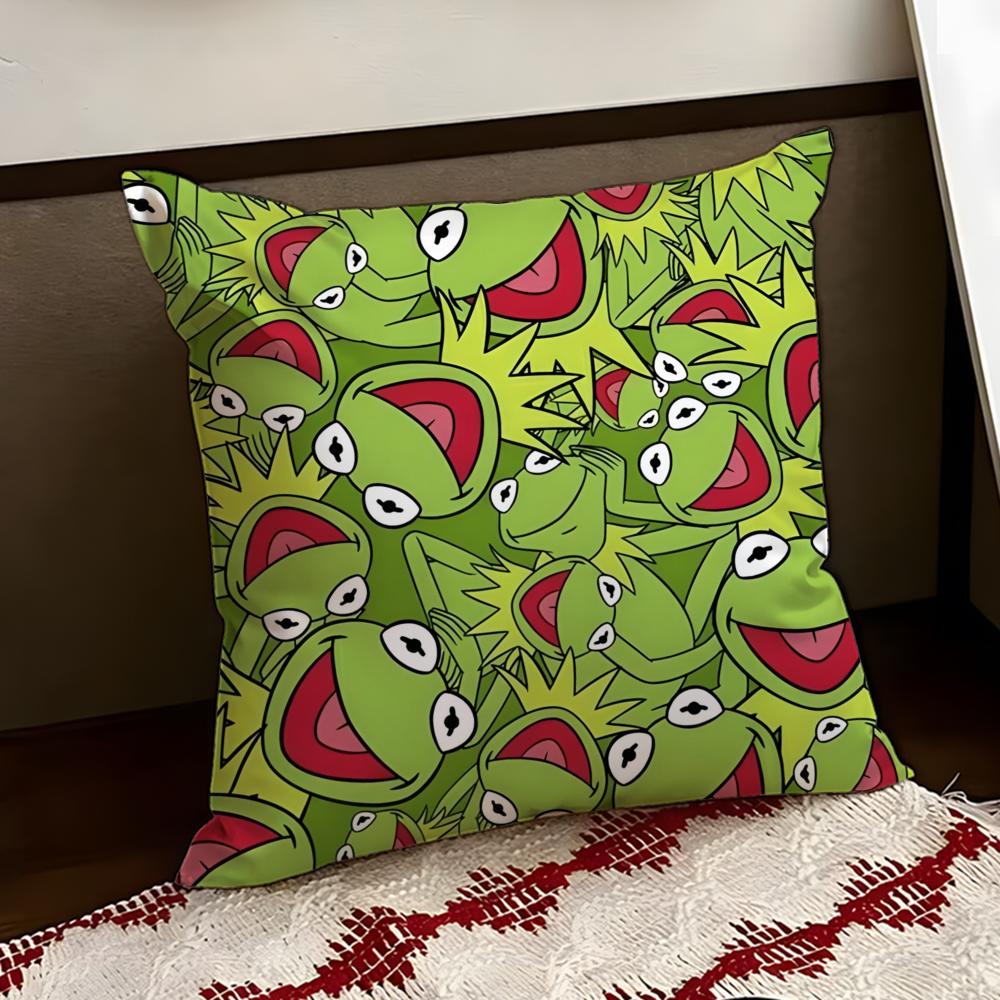 Funny KKermit the Frog Cushion Cover Reversible Soft Durable Pillow Cover Home Car MultiScene Use for Daily Comfort