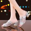 Fashion Gold Open Toe Sandals, Women's High Heels, Lace Dress Shoes, High Heels, Square Heels, Summer 2024