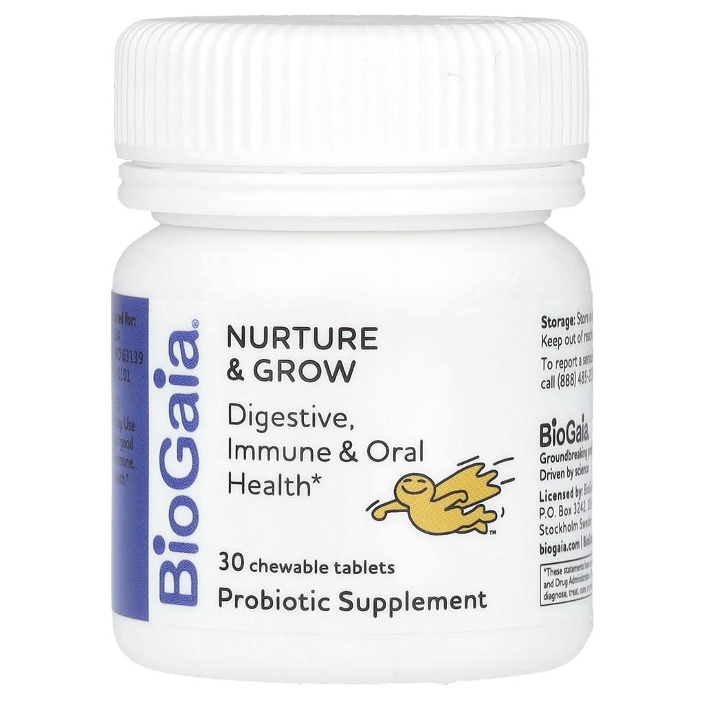 BioGaia, Nurtur & Grow, для детей от 5 лет и старше, 30 жевательных таблеток