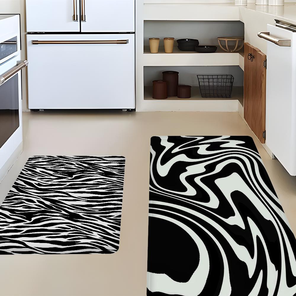 Zebra-stripe Floor Mat Bathroom Mat Kids Room Bedroom Decoration Balcony Anti-Slip Doormat Living Room Bedside Area Rugs