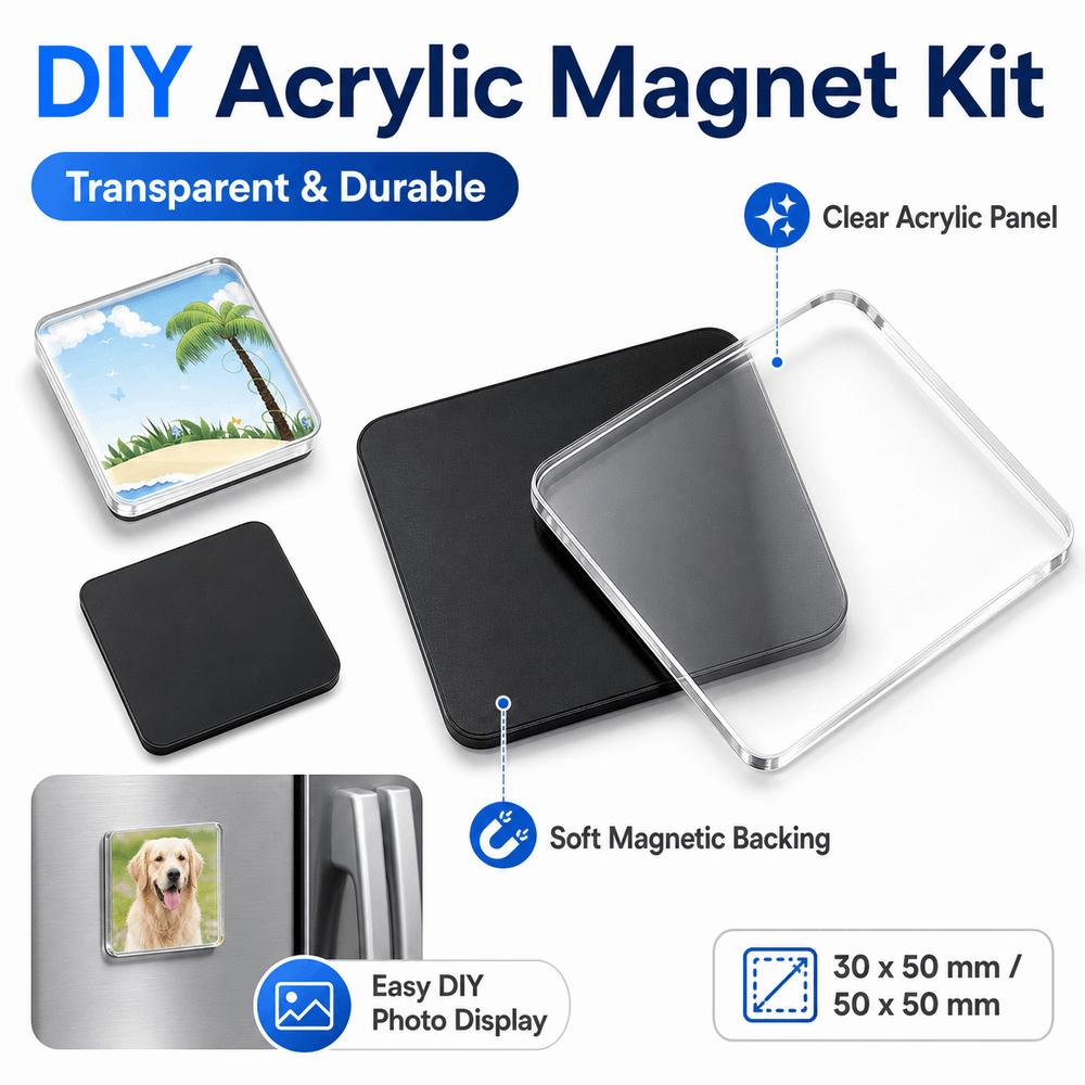 Transparent Refrigerator Magnets 3×5cm Photo Frame Acrylic Fridge Magnets Home Decoration