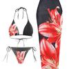 1011 new European and American split swimsuit women's printed bikini slim wrap skirt three-piece beach swimsuit