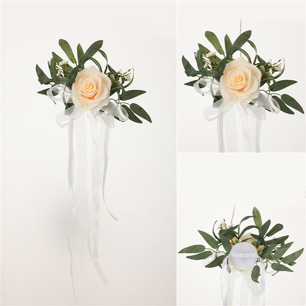 Искусственные Имитированные Розы Цветок на Спинку Стула Разноцветный Для Украшения Места Проведения Свадебной Вечеринки На Открытом Воздухе Эстетичный Декоративный