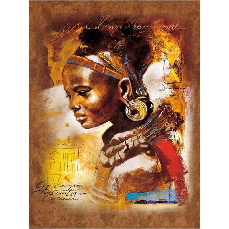 African Diy 5d Women Mosaic Diamond Embroidery Kit Diamond Painting Full Drill Round Figure On Wall Decor