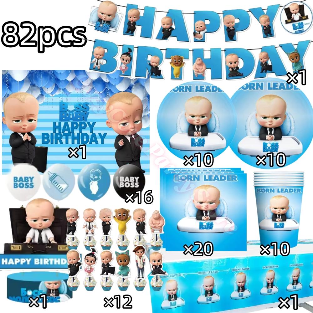 Bossed Baby Theme Birthday Party Decoration Newborn 1St Tableware Set Plate Cup Balloons For Kids Baby Shower Party Faovrs Gifts