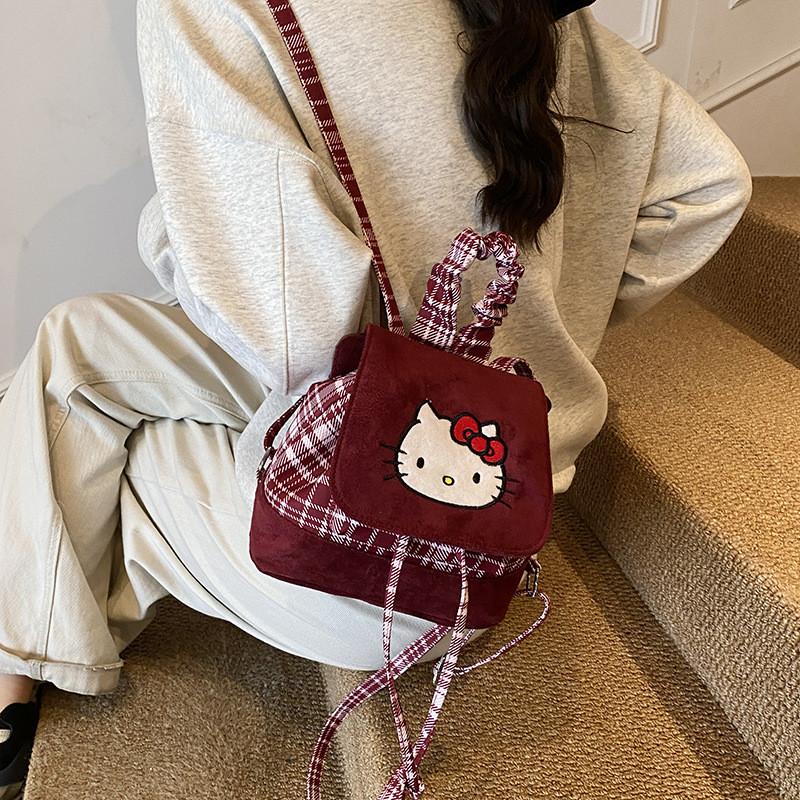 Hello Kitty Retro Pu Double Shoulder Backpack For Daily Commute And Travel