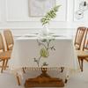 Green Embroidered Dining Table Fabric Cotton and Linen Cover Dining Table Flag Tablecloth Dining Table Mat