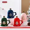 Christmas Tree Ceramic Cup for Girls with High Appearance Christmas Gift with Cover Spoon Mug Office Couple Water Cup
