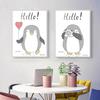 Cartoon Animal Canvas Painting Penguin Polar Bear Poster and Print Child Kids Bedroom Nursery Wall Decor Painting No Frame