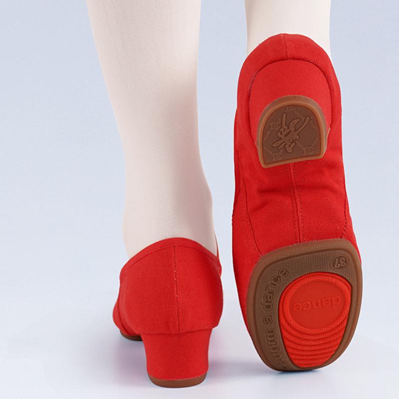Женские балетки для девочек, детские балетки, танцевальная обувь на мягкой подошве, низкие каблуки, джазовые танцевальные туфли, розовые/красные женские тренировочные туфли