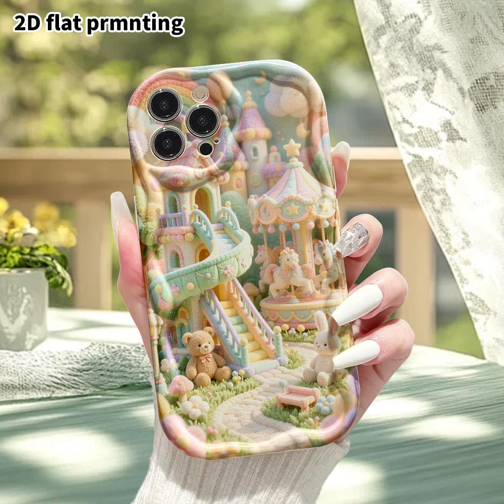 Чехол для телефона: 2D плоский, подходит для iPhone 18 17 16 15 14 13 12 Pro, сказочный парк развлечений, идеальный подарок на Рождество и Хэллоуин