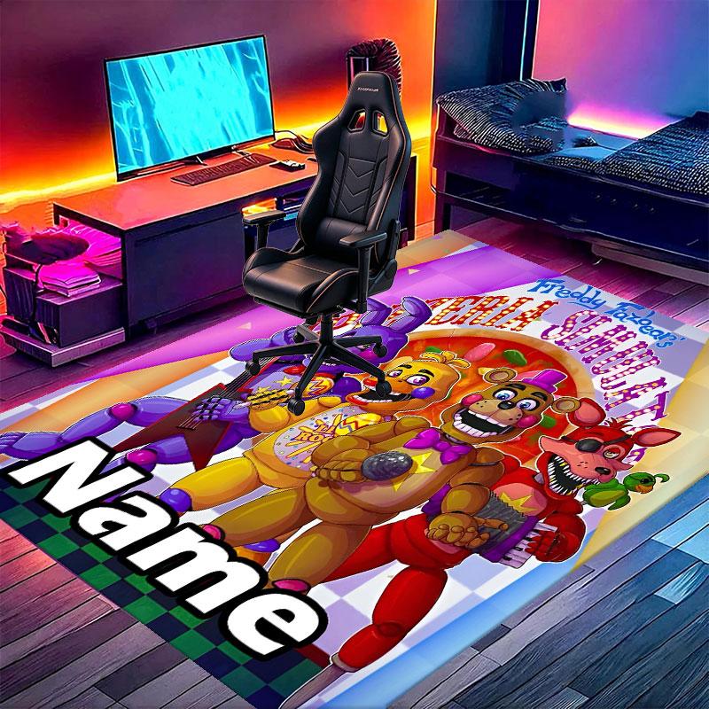 Custom Name Personalized Five Nights at Freddy's Print Carpet, Versatile Home Decor Rug, for Playroom, Apartment, Balcony, Entryway, Hallway Gift