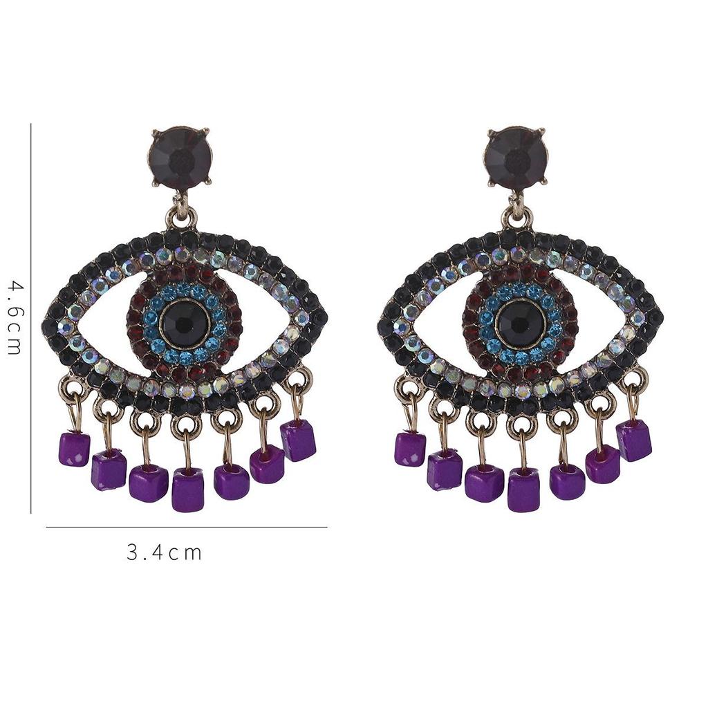 Devil's Eye Drip Oil Alloy Earrings: Trendsetting European & American Street Style