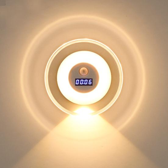 Светодиодный ночник с датчиком движения и цифровыми часами, 3 цветовые температуры, плавная регулировка яркости, ночник с активацией движением