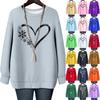 Ladies' Christmas Printed Round Neck Long Sleeved T-shirt Sweatshirt Top