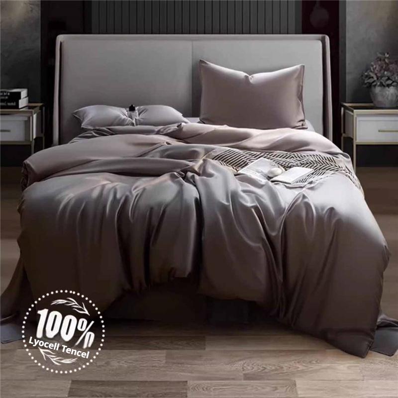 Роскошный комплект постельного белья из лиоцелла Tencel из 4 предметов: мягкая простыня на резинке и пододеяльник и наволочки, дышащее постельное белье для комфорта как в отеле