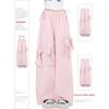 Women Oversize Y2k Cargo Pants Baggy Vintage Streetwear Harajuku Pink Bow Pants High Waist Wide Leg Trouser 2000s Trashy Clothes