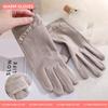 Warm Gloves Single Layer Women's Elegant Lace Houndstooth Outdoor Riding Cold Proof and Wind Proof Touch Screen Autumn and Winter Gloves