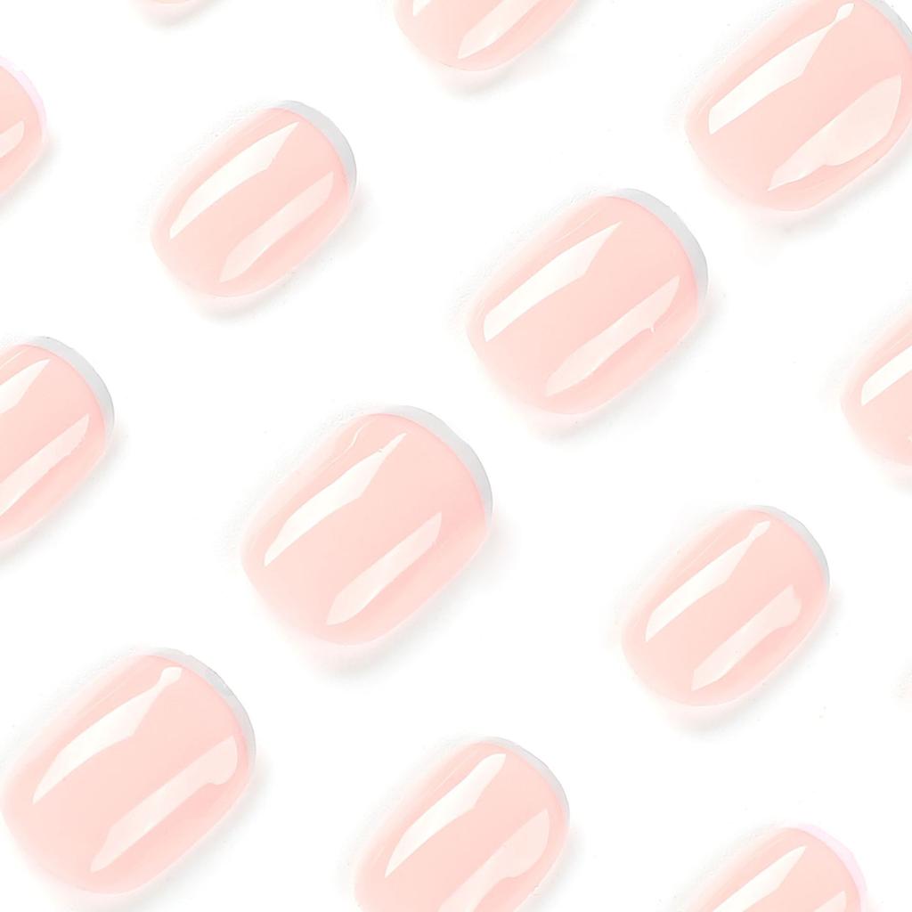 24 Pieces Wear Nail Short Fake Nail Summer Simple Five-color French Nail Piece Press On Nails